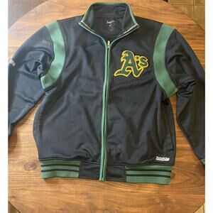 Stitches Oakland A’s Athletics Baseball Bomber Varsity Jacket Size Medium Black
